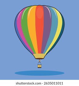 Colorful hot air balloon vector illustration isolated on blue background