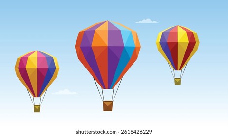 Colorful Hot Air Balloons Flying in Clear Blue Sky