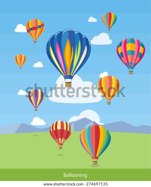 Colorful Hot Air Balloons Flying Over Stock Vector (Royalty Free ...