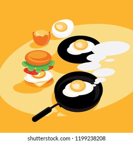 colorful hot eggs fresh cook vector illustration