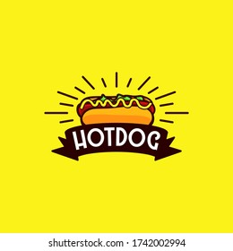 farbenfrohe Hotdog-Abzeichen für Restaurant Bistro kreatives Logo-Design