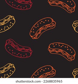 colorful hotdog pattern on black