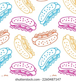 colorful hotdog or sandwich pattern on white