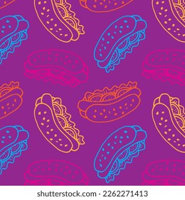 colorful hotdog or sandwich pattern on purple