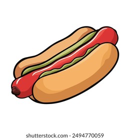 A colorful hotdog vector illustration