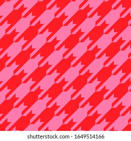 Colorful hounds tooth seamless pattern. Pink and red pied-de-poule modern repeat design for tweed fabric or Birthday gift wrapping.