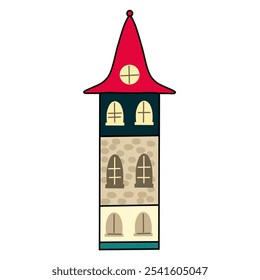 Ilustração vetorial de Edifício de Casa Colorida, Edifício de Torre 