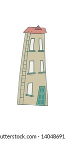 Colorful house in cartoon flat style. House for your design template, icon. Hand-drawn. Flat design. Vector illustration.