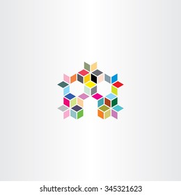 colorful house with cubes vector design element icon