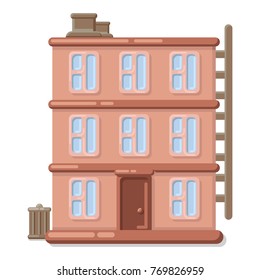 Colorful House Front View in Glossy Style vector illustration.