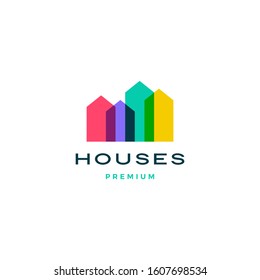 colorful house home mortgage roof architect logo vector icon illustration	