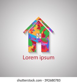 Colorful house icon. Vector illustration.