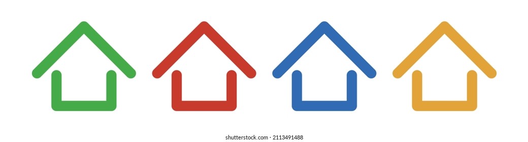 Colorful house icons set. Vectors.