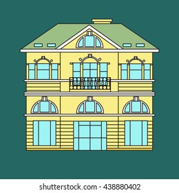 Colorful house lineart flat vector icon 