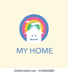 Colorful House Logo Design Or Children's Playhouse, Smile, Etc. - Vector.