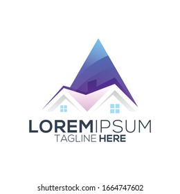 colorful house logo design vector