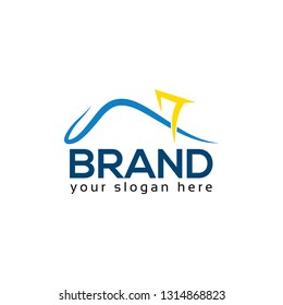 Colorful house logo template, flat design
