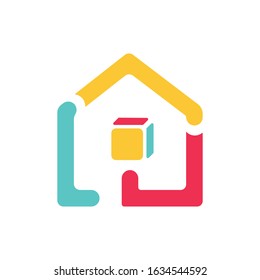 colorful house modern logo design 