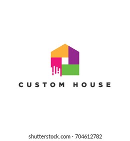 Colorful House Paint Logo Symbol Icon