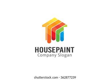 Colorful House Painting Logo Vector Design Illustration