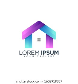 Colorful house real estate logo design template