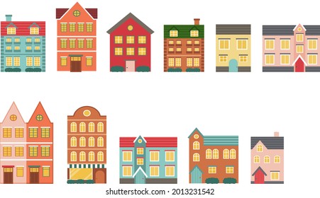 Conjunto de ilustraciones de vector de casa coloridas