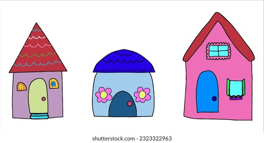 Colorful house vector. This vector is suitable for children's books, children's school decorations and so on. 