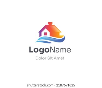Colorful house waves logo gradient