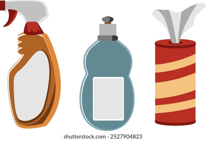 Colorful Household Cleaning Supplies Illustration