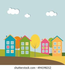 Colorful Houses, Autumn Theme
