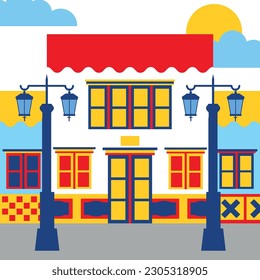 colorful houses in colombia .vector illustration