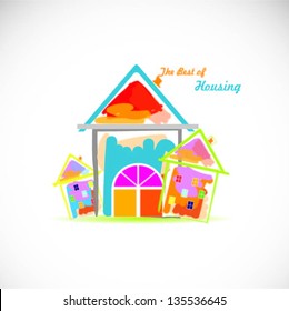Colorful houses design vector background