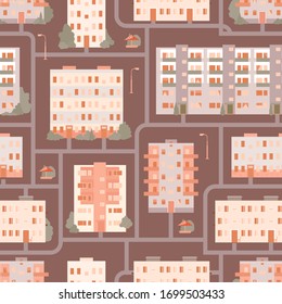 Colorful houses. Modern city. Urban seamless pattern