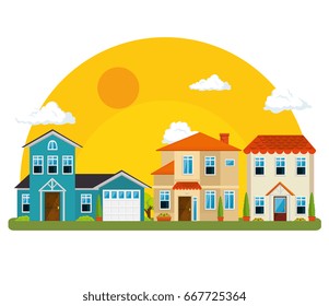 colorful houses in neighborhood 