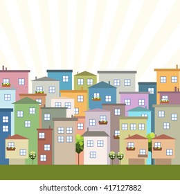 Colorful Houses. Real Estate Concept. 