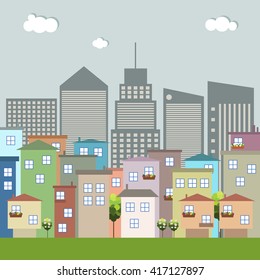 Colorful Houses. Real Estate Concept. 