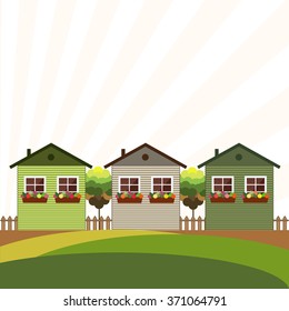 Colorful Houses For Sale / Rent. Real Estate. Energy Efficiency, Think Green Concept