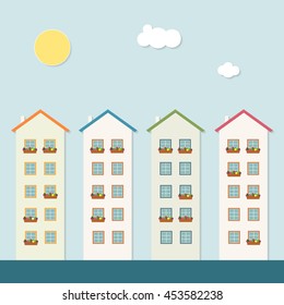 Colorful Houses For Sale / Rent. Real Estate Concept