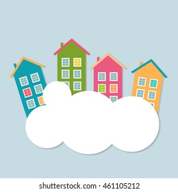Colorful Houses For Sale / Rent. Real Estate Concept