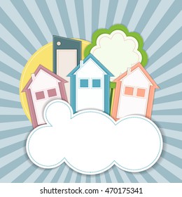 Colorful Houses For Sale / Rent. Real Estate Concept