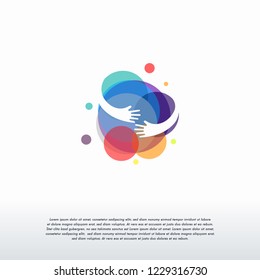 Colorful hug logo designs concept vector, Colorful Care logo template