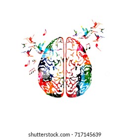 Colorful human brain isolated vector illustration