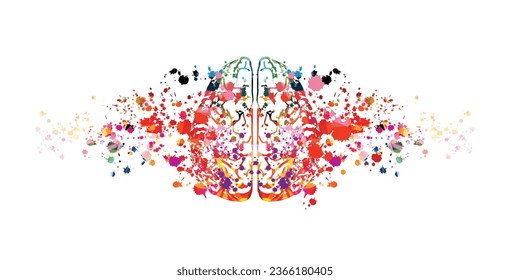 Colorful human brain vector illustration background. Creative thinking, brainstorming, ideas, innovative solutions, problem solving, education and learning. Mental health concept. Brain research