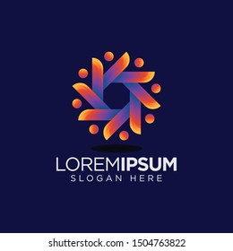 colorful human circle logo design. 