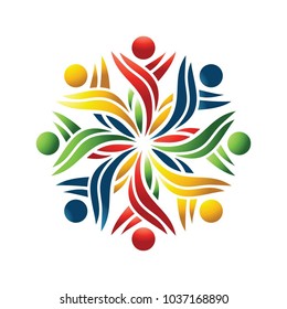 Colorful human community logo, vector logo template