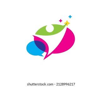 colorful human figure silhouette in reach a star pose	
