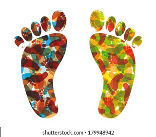 colorful human footprints