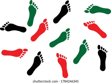 colorful human footprints texture background
