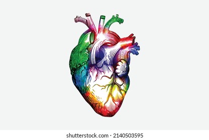 Colorful Human Hart Vector Watercolor