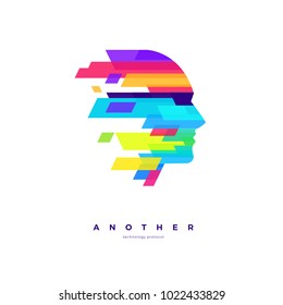 Colorful human mind technology logo template